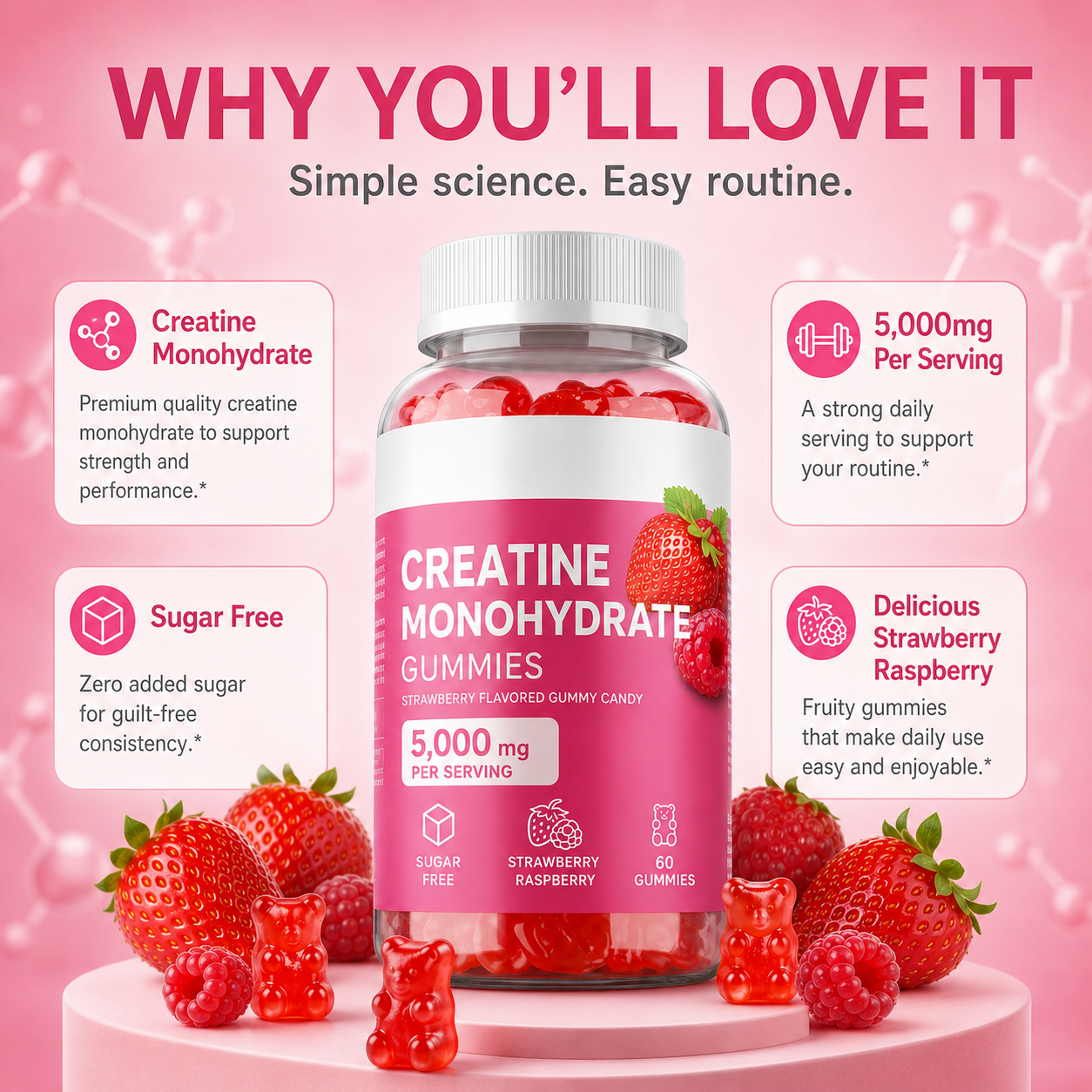 Women's Creatine Gummies – 5,000mg Per Serving